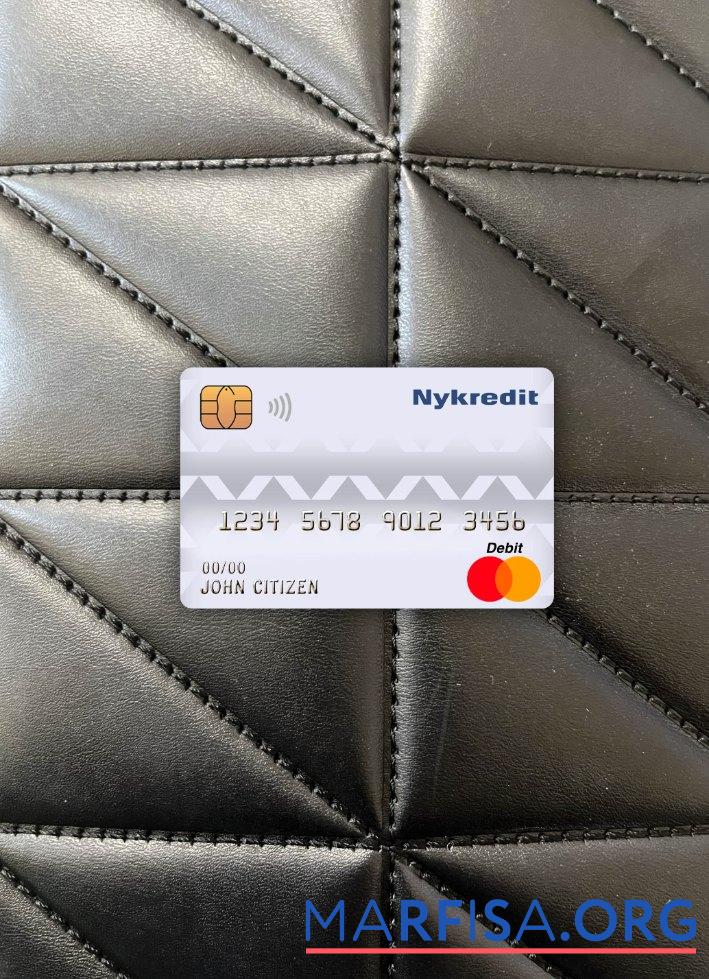 Printable Denmark Nykredit bank master debit card photolook front sample